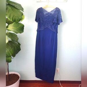 Talbots silk evening beaded sequined maxi mother of the bride dress